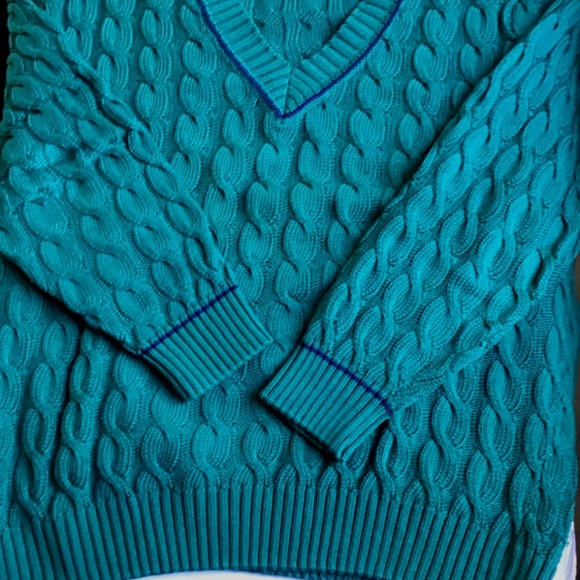 Paul & Shark green cabled V neck cotton pullover Sz XL made in Italy 🇮🇹 - Picture 7 of 7